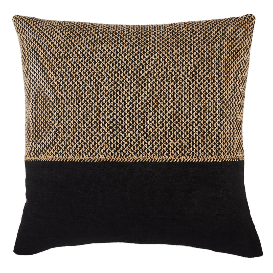 Jaipur Living Sila Geometric Light Tan/ Black Pillow Cover (22" Square)