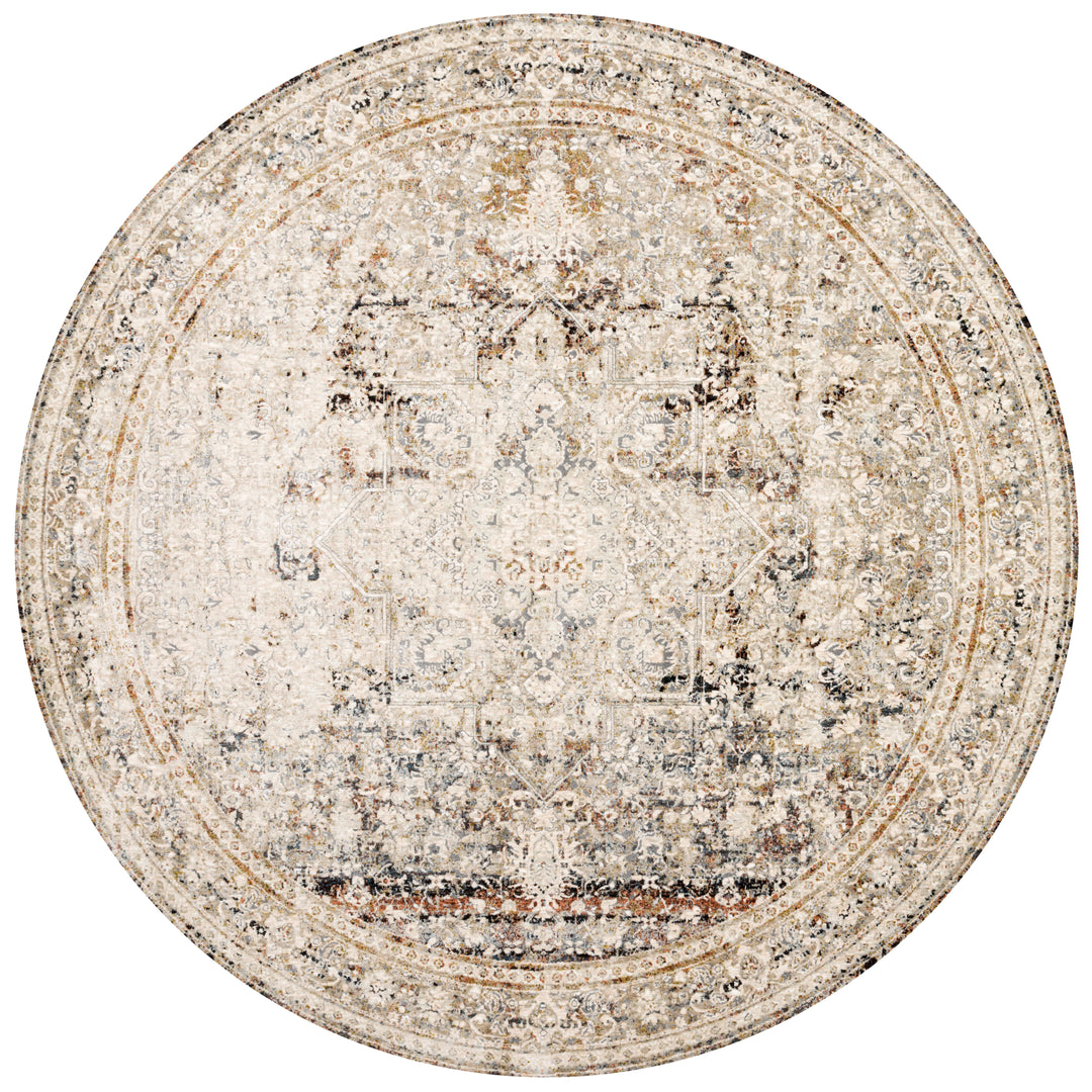 Loloi Theia Taupe / Brick 7'-10" x 7'-10" Round Area Rug