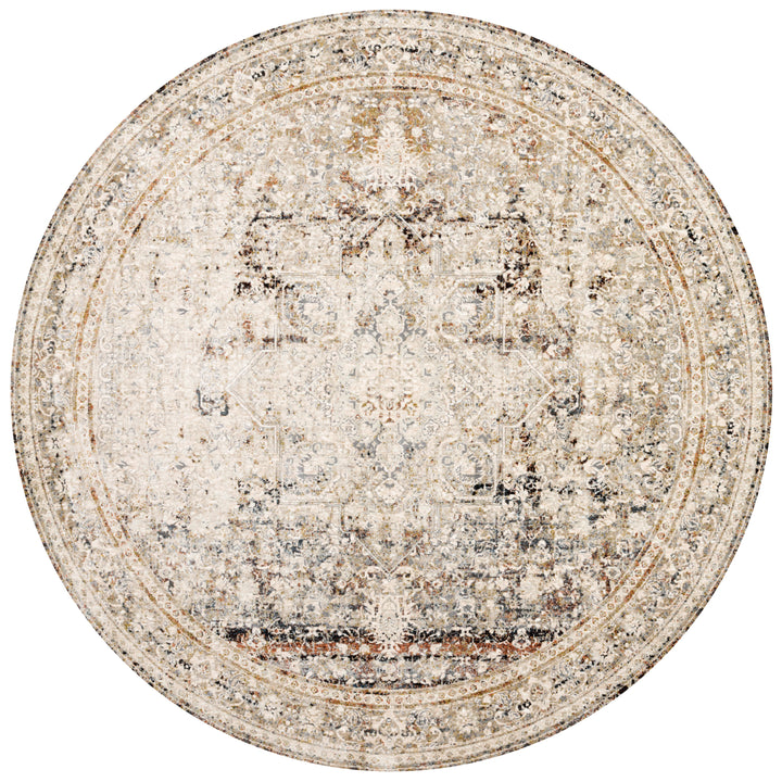 Loloi Theia Taupe / Brick 7'-10" x 7'-10" Round Area Rug