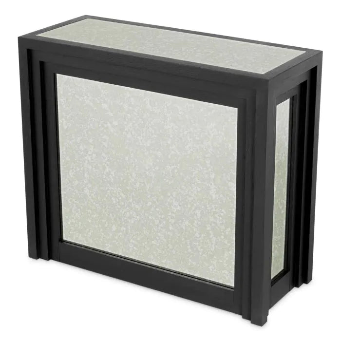 Bar Metropolitan black open grain veneer antique mirror glass