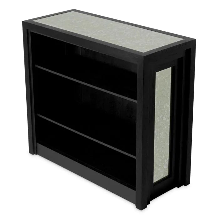 Bar Metropolitan black open grain veneer antique mirror glass