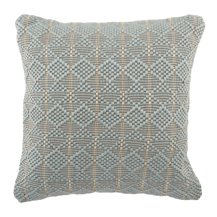 Vibe by Jaipur Living Lindy Indoor/ Outdoor Geometric Light Blue/ Gray Pillow Cover (22" Square)