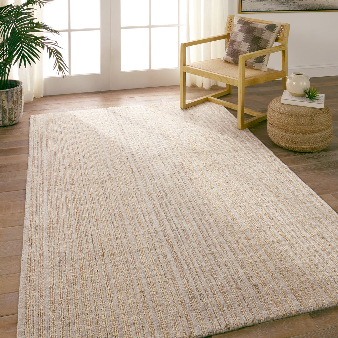 Jaipur Living Abdar Handmade Striped Tan/ Gray Runner Rug (3'X8')