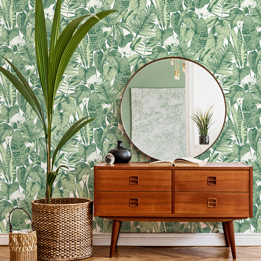 Tropical Peel And Stick Wallpaper-Tempaper & Co.-Tempaper-TR562-Wall PaperJungle Green-2-France and Son