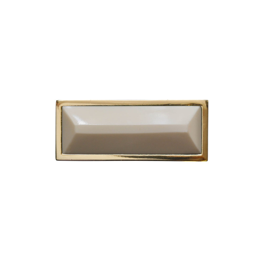 Trent - Large Brass Rectangle Knob With Inset Resin In Cream