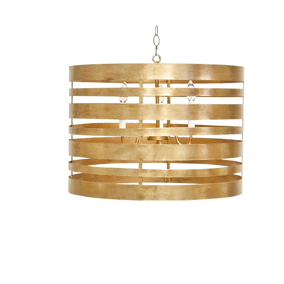 Turner - Gold Leaf Metal Striped Pendant W. 3 Light Cluster