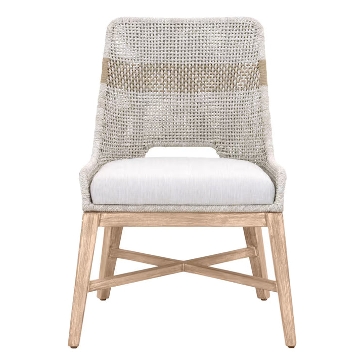 Tapestry Dining Chair, Set of 2, shown in light beige and off-white with woven rope, fabric, and armless design.