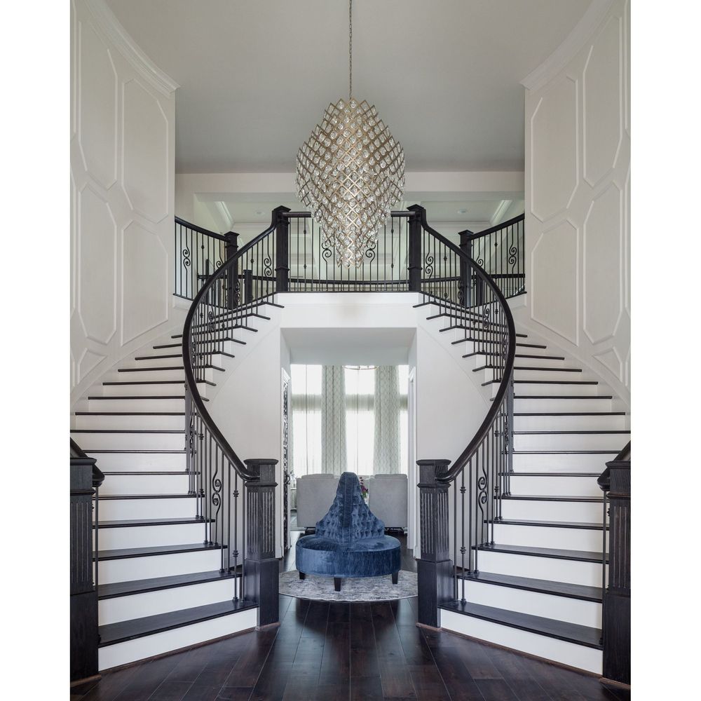 Chandeliers Tiara Chandelier - Stria Gold Leaf/Stainless Steel 17 Lights