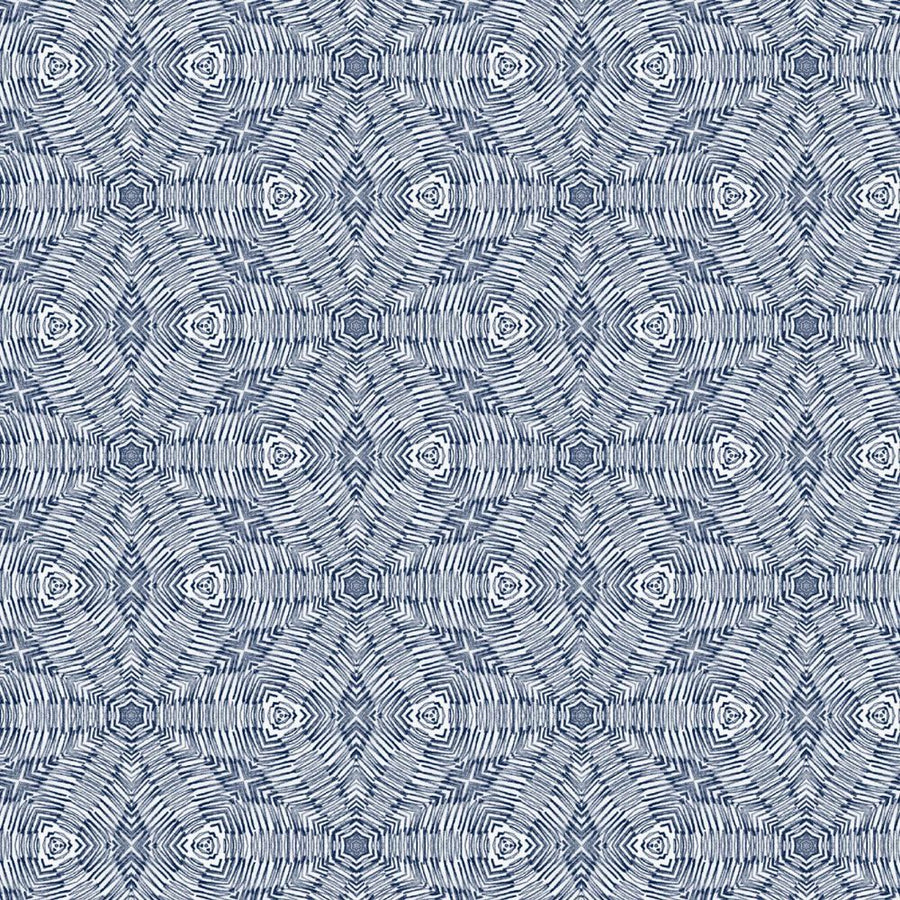 Additional view of Too Deep Wallpaper in navy blue and white.