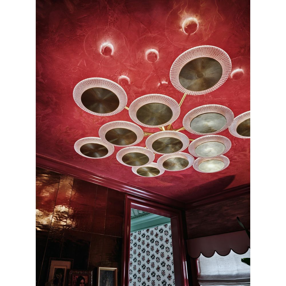 Topaz Semi Flush - Vintage Polished Brass 13 Lights