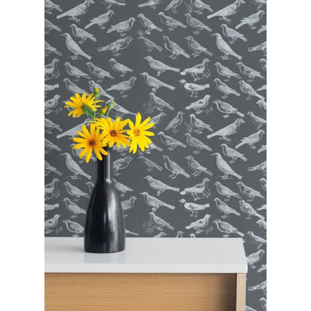 Tweeter Wallpaper-Mitchell Black-MITCHB-WC323-1-PM-10-Wall DecorPatterns Black-Premium Matte Paper-6-France and Son