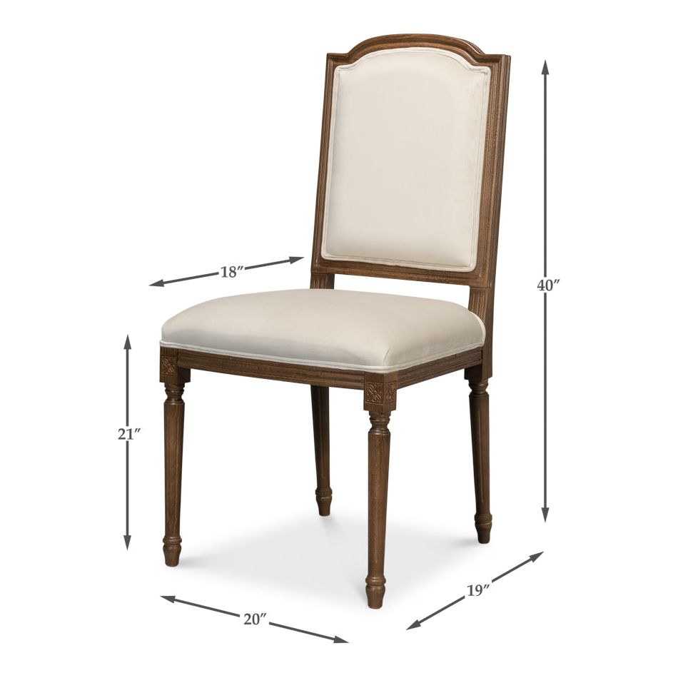 Louis XVI Squared Side Chair - Driftwood