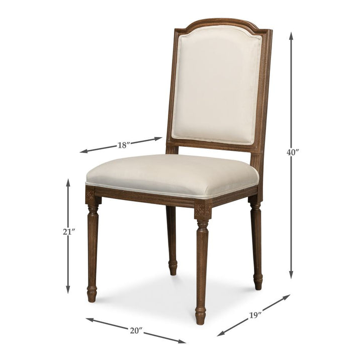 Louis XVI Squared Side Chair - Driftwood
