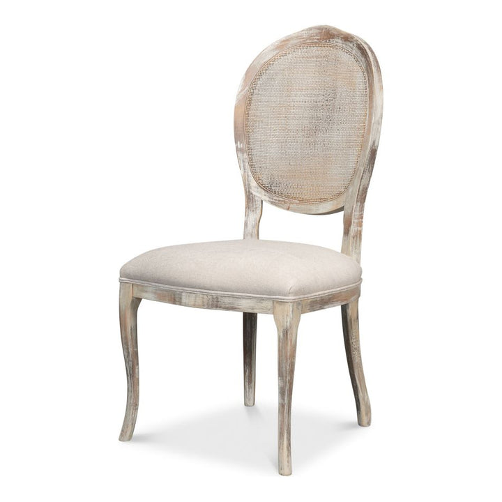 Oval Cane Back S/Chair-SARREID-SARREID-U093-06F01-Dining ChairsLinen Flax-13-France and Son