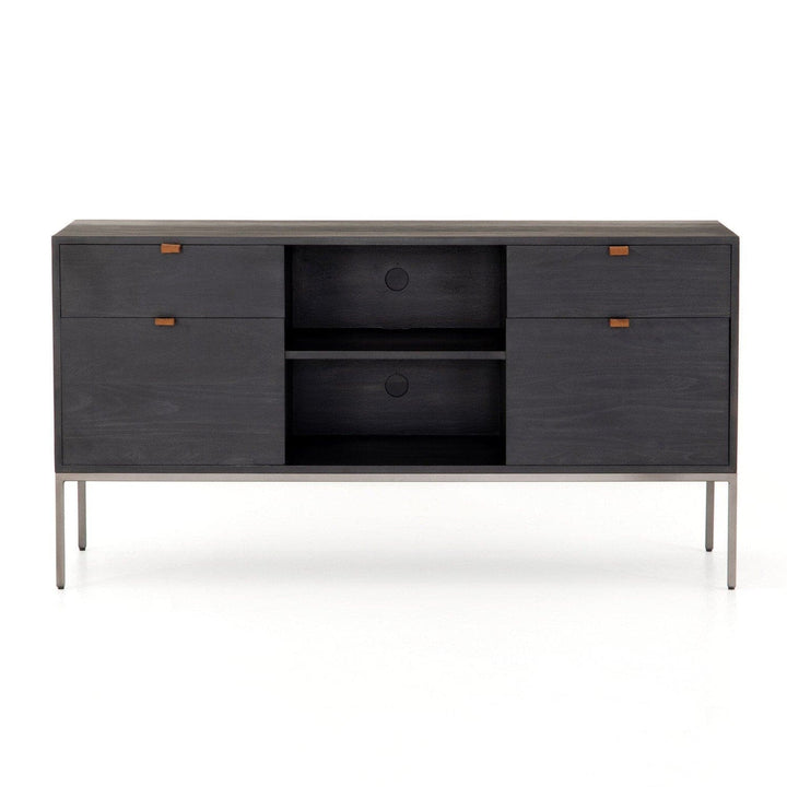 Calvin Modular Filing Credenza - Black Wash Poplar