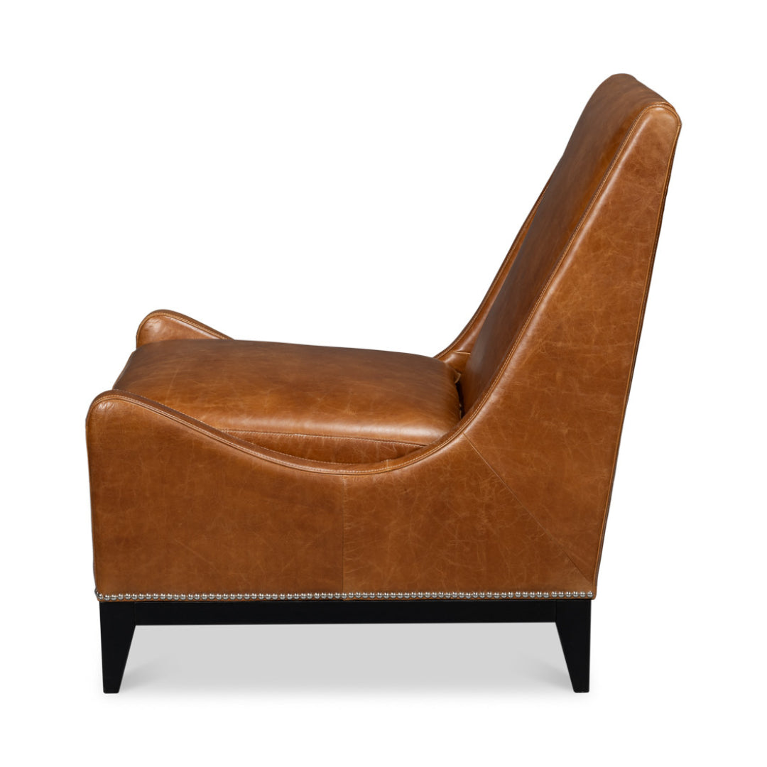 Brandy Accent Chair In Distilled Leather