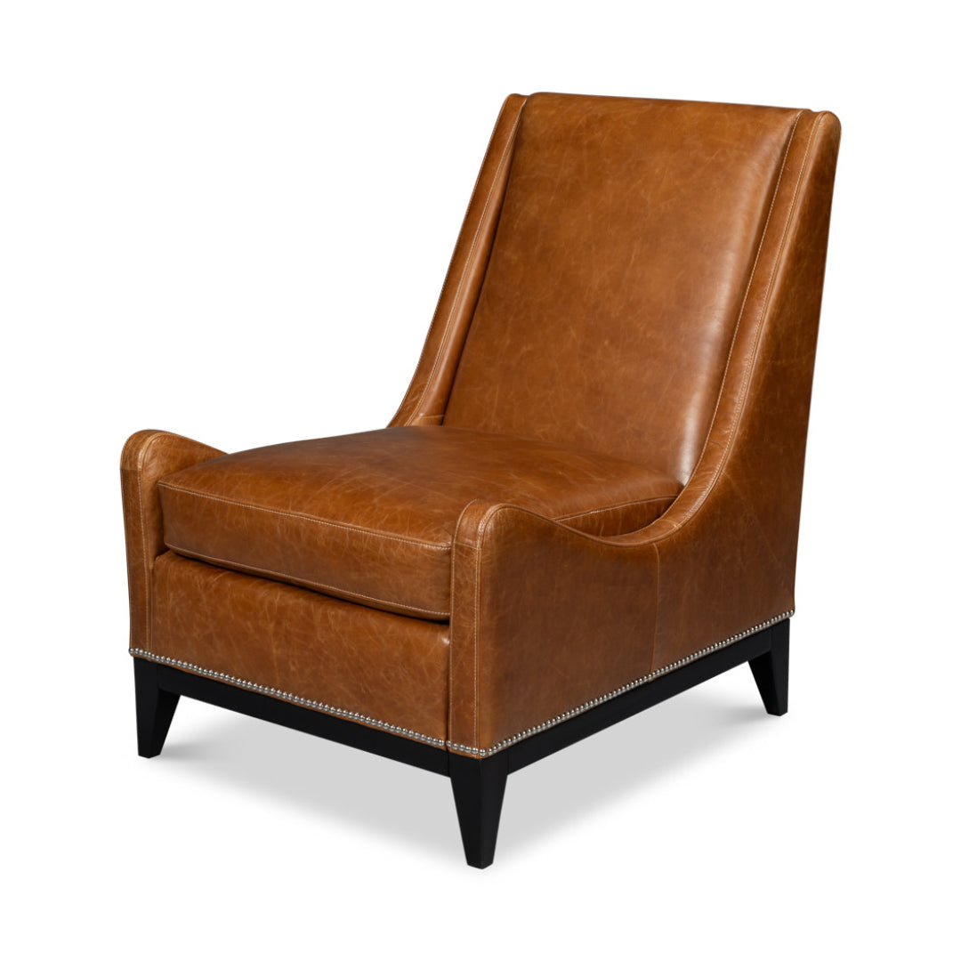 Brandy Accent Chair In Distilled Leather