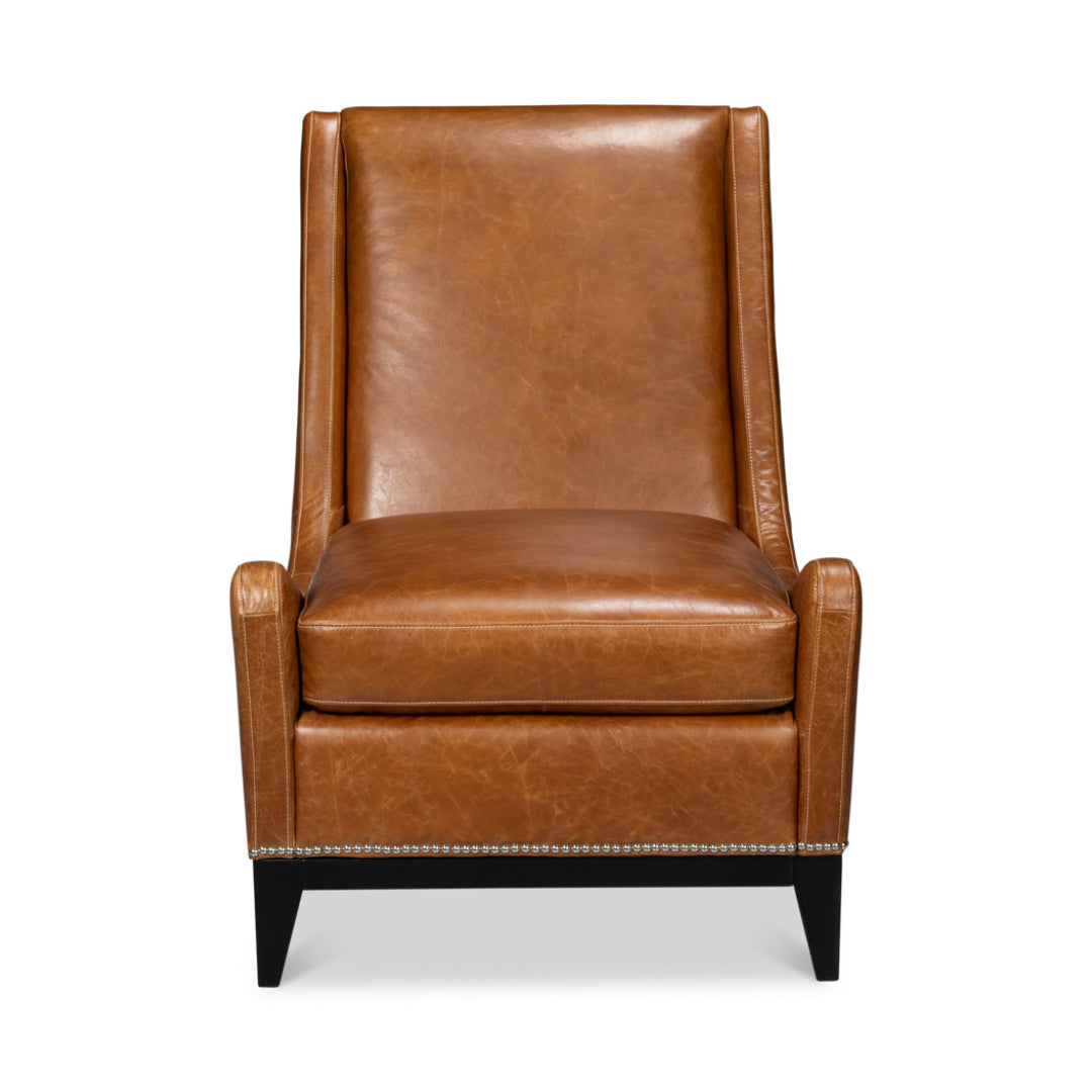 Brandy Accent Chair In Distilled Leather