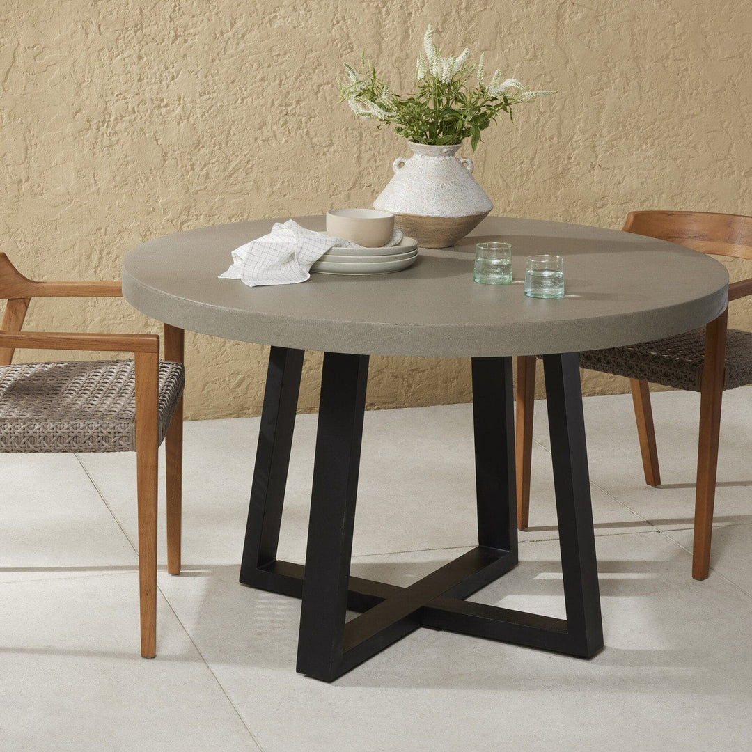 Logan Outdoor Round Dining Table - Light Grey