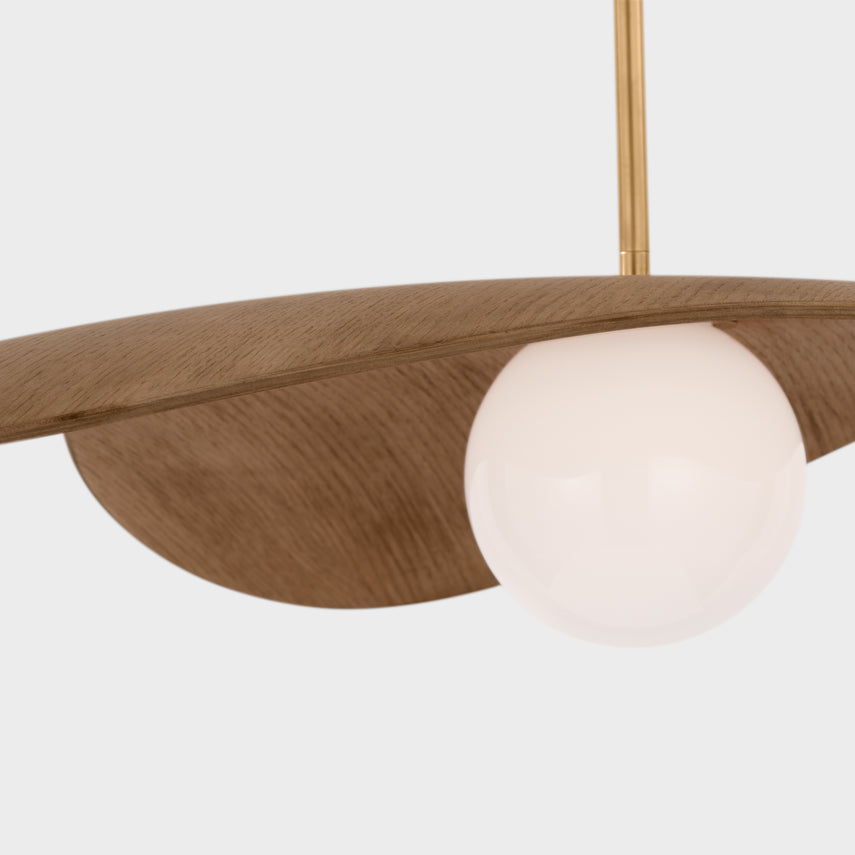 Pendants Kingsley 35" Tri Pendant - Antique Brass w/ Natural Oak Shade