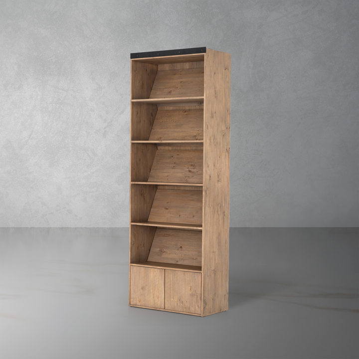 Bane Bookshelf-Four Hands-FH-223550-001-Bookcases & CabinetsSmoked Pine-With Ladder-1-France and Son