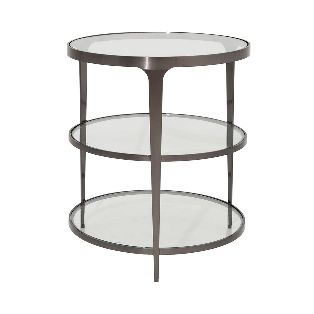 Vienna - Three Tier Glass Top Round End Table In Gunmetal