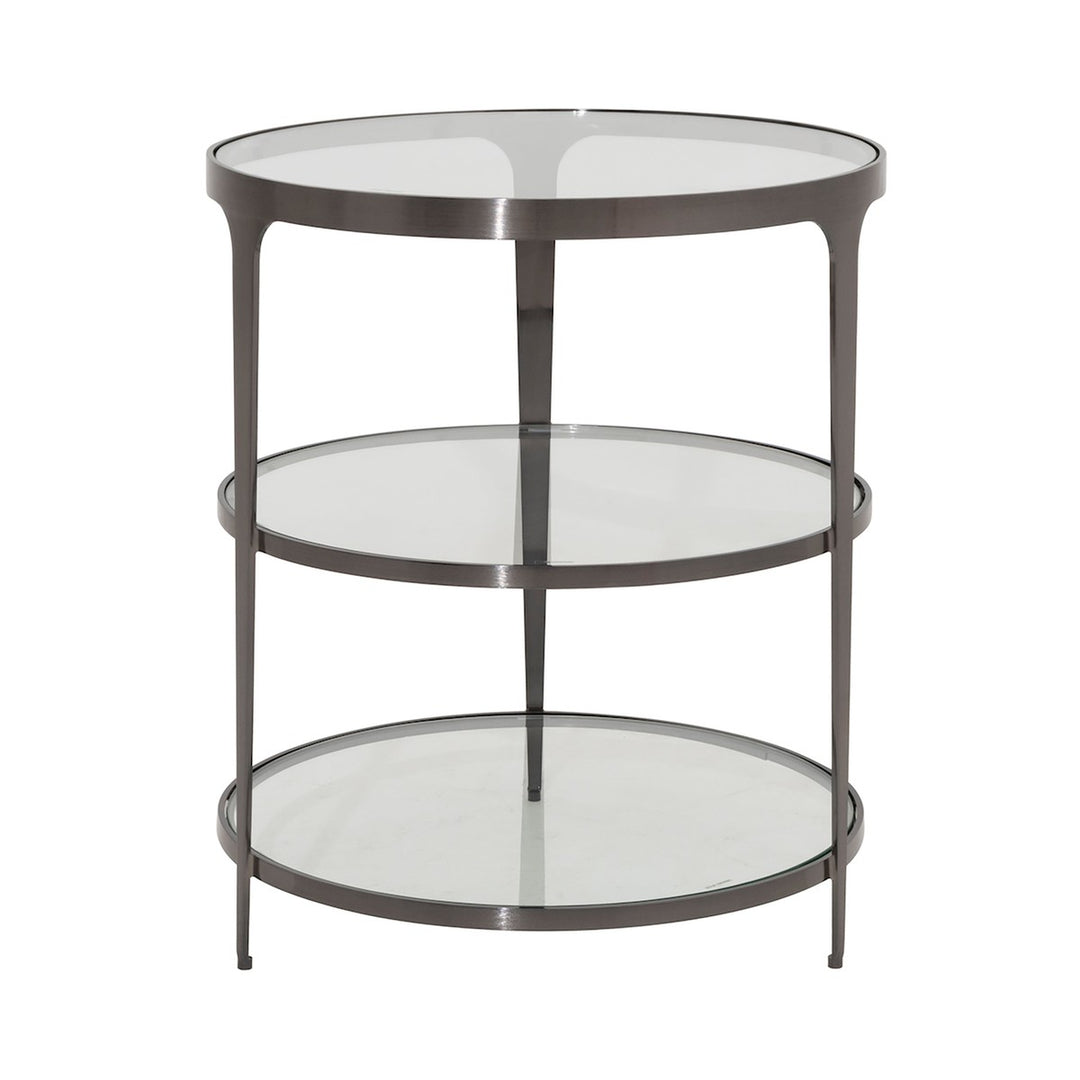 Vienna - Three Tier Glass Top Round End Table In Gunmetal