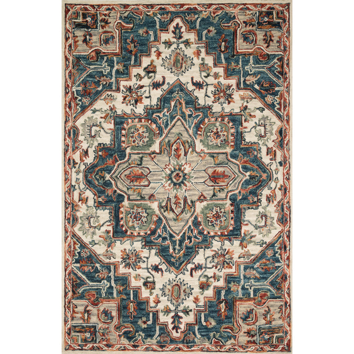 Loloi Victoria Blue / Red 18" x 18" Sample Rug