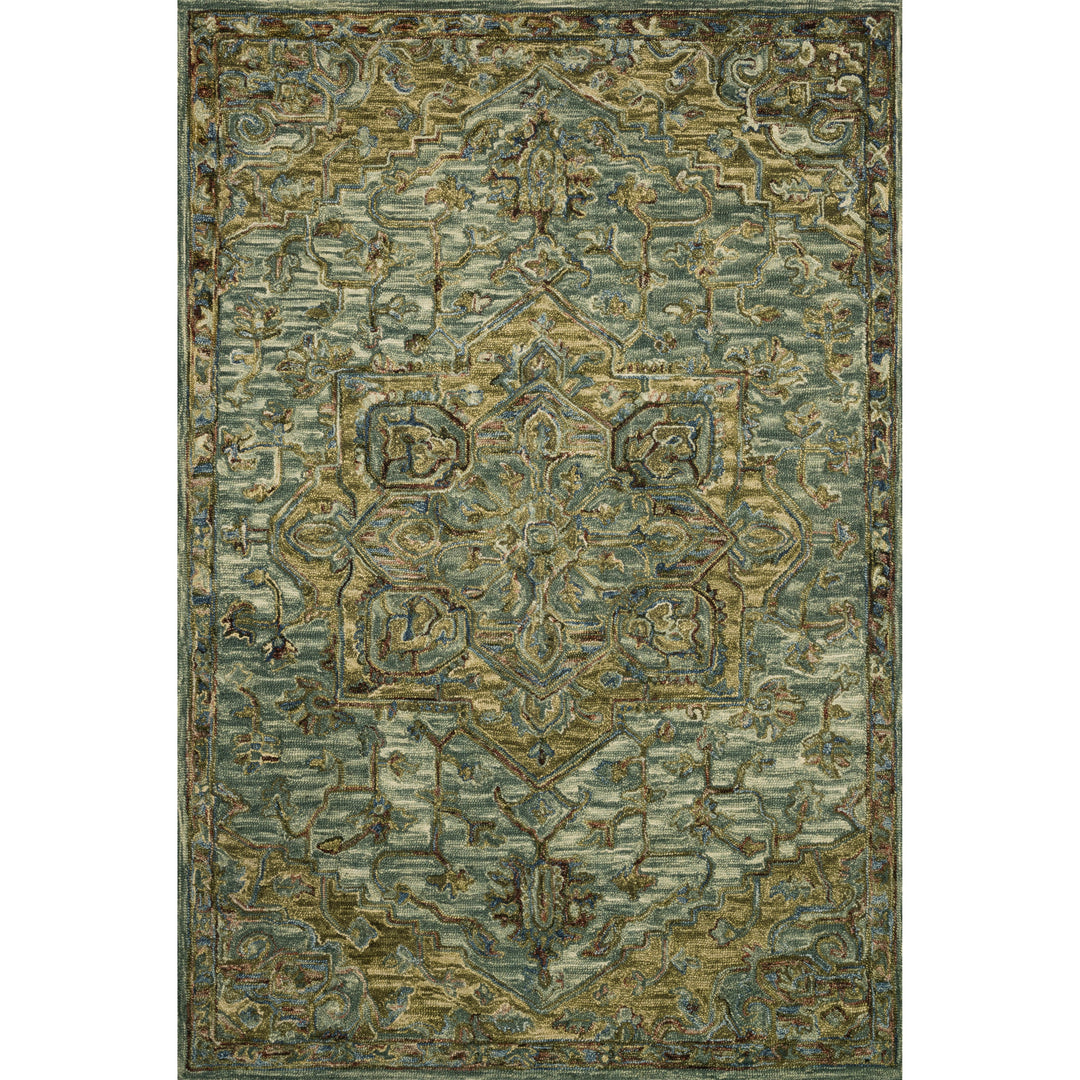 Loloi Victoria Dark Green / Tobacco 18" x 18" Sample Rug