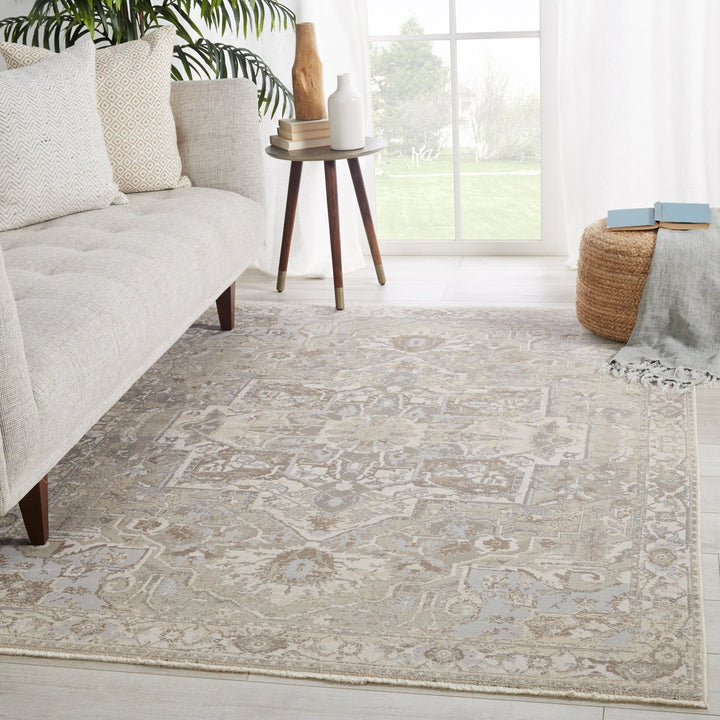 Jaipur Living Alain Medallion Gray/ Cream Area Rug (9'6"X12'6")