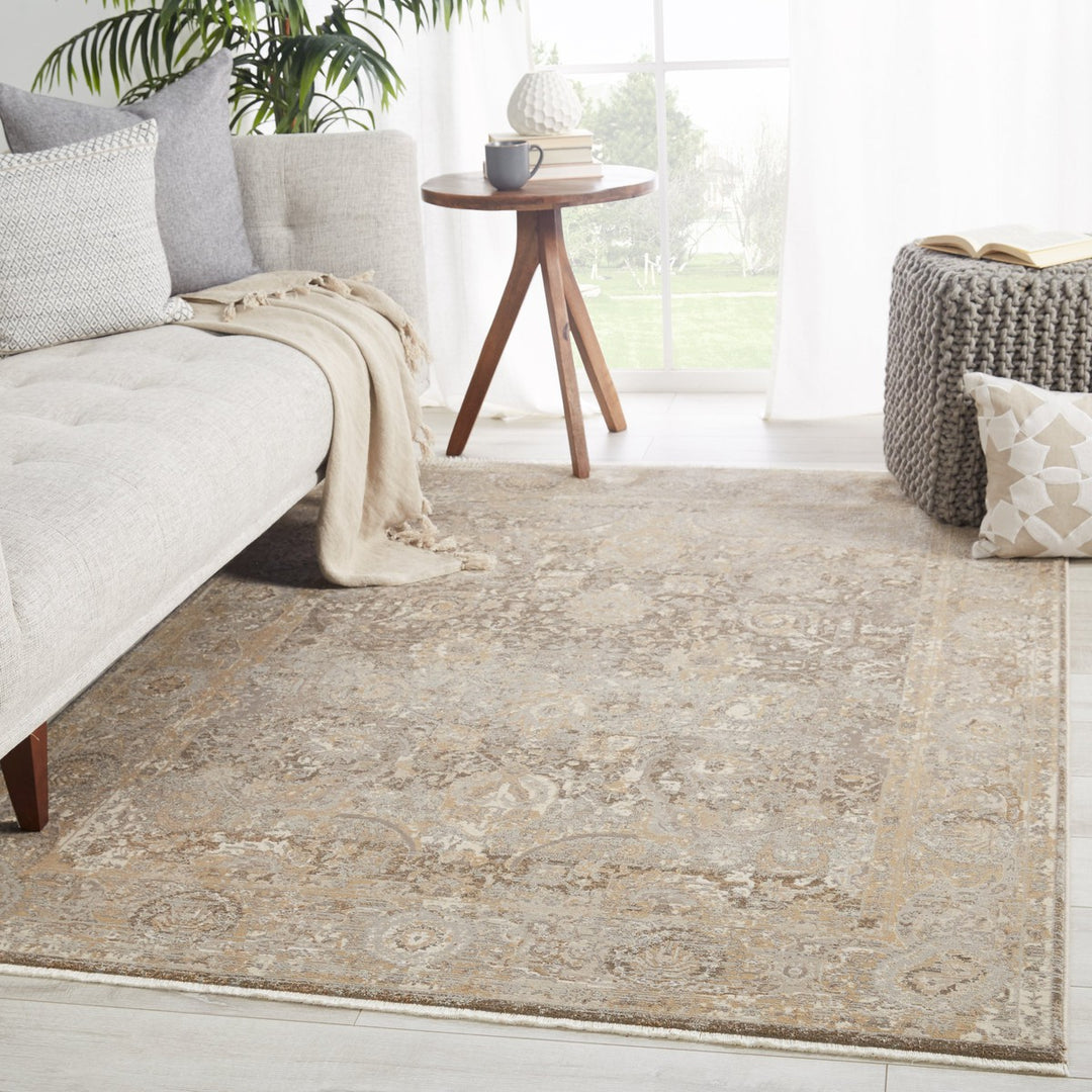 Jaipur Living Baptiste Oriental Dark Taupe/ Gold Runner Rug (2'6"X12')