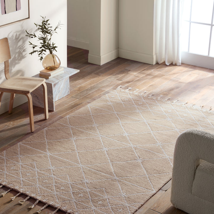 Nikki Chu by Jaipur Living Rhea Handmade Trellis Tan/ Ivory Area Rug (8'X10')