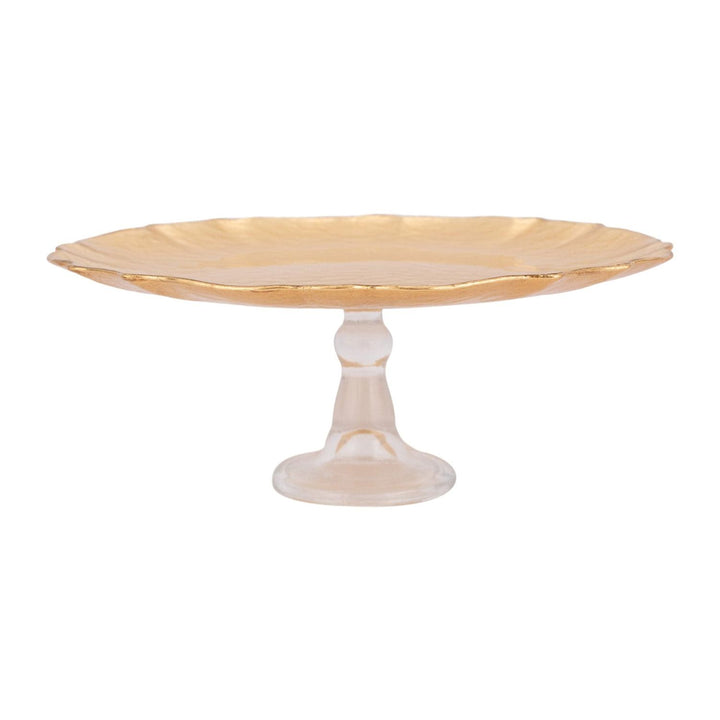 Baroque Glass Cake Stand - Gold / Gold