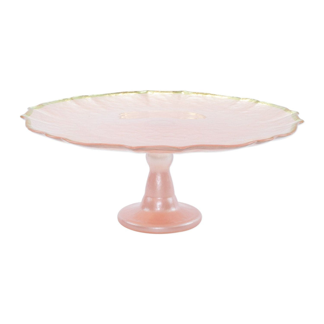 Baroque Glass Cake Stand - Pink / Standard