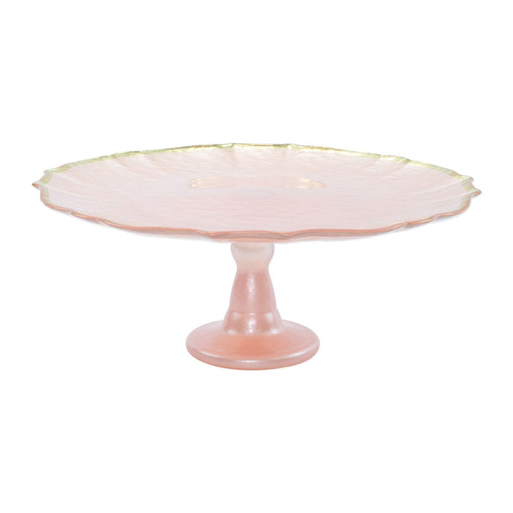 Baroque Glass Cake Stand - Pink / Standard