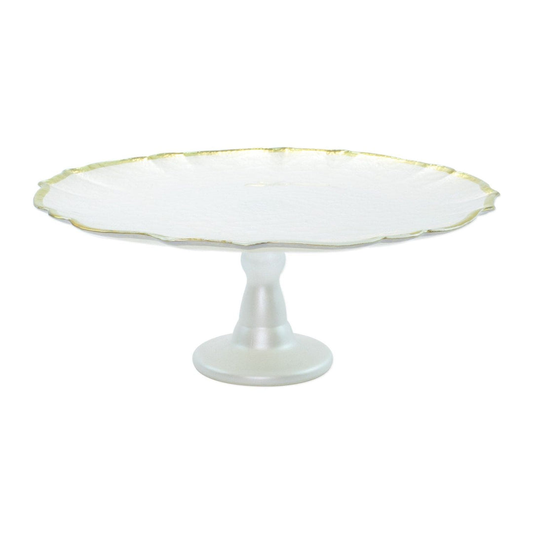 Baroque Glass Cake Stand - White / Standard