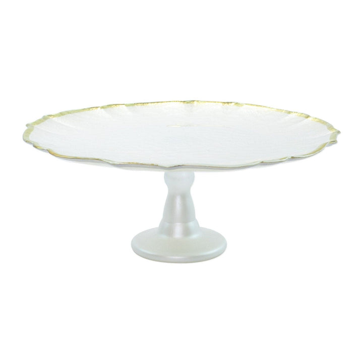 Baroque Glass Cake Stand - White / Standard