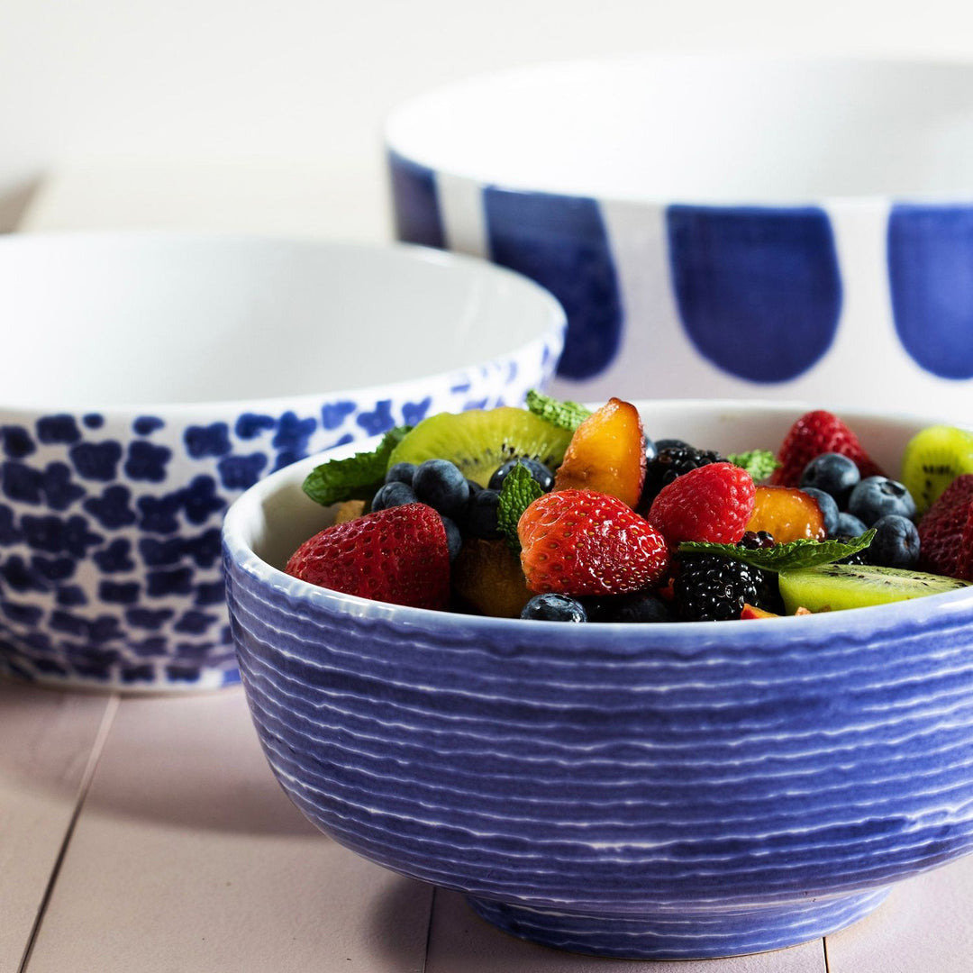 Santorini Stripe Footed Serving Bowl