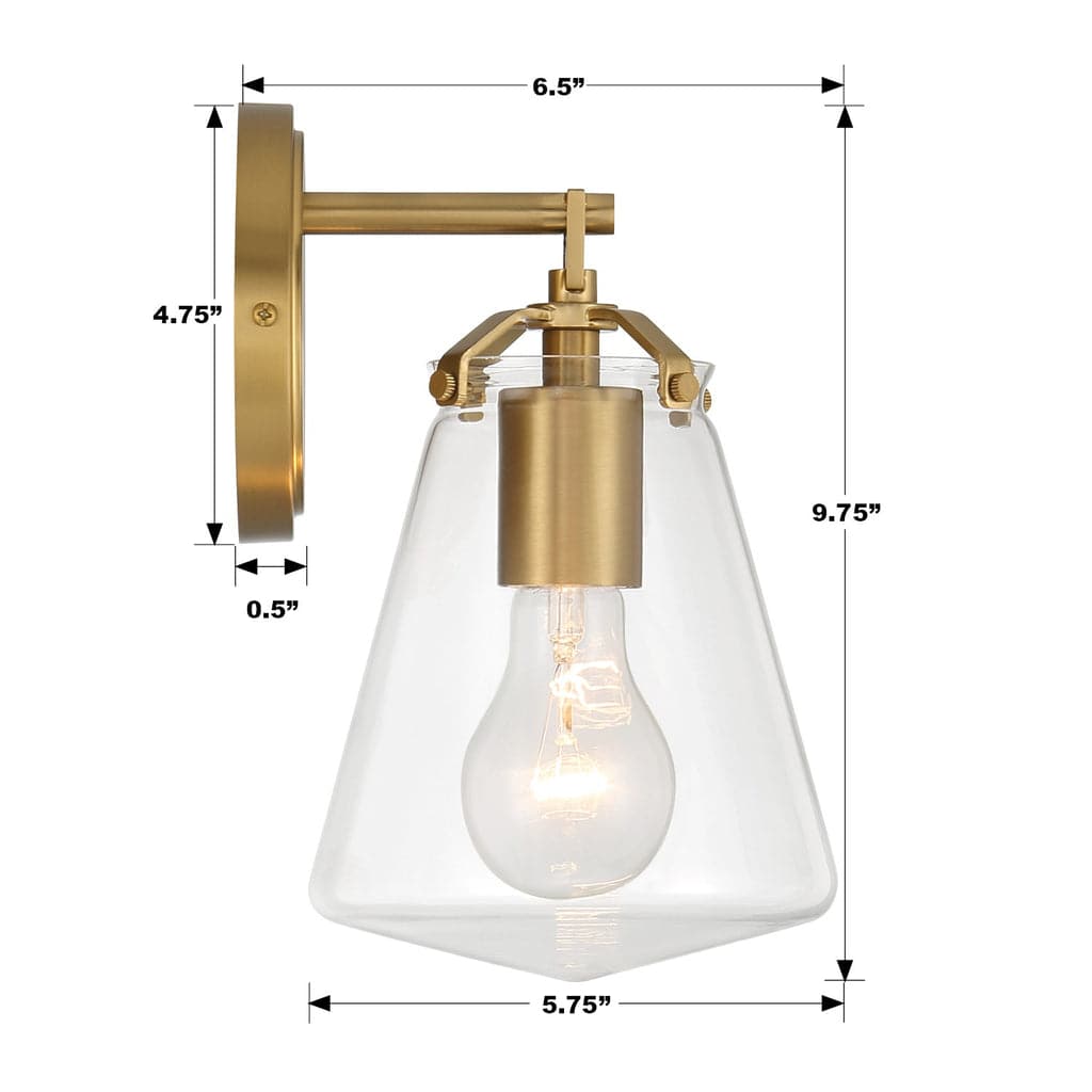 Voss 1 Light Sconce-Crystorama Lighting Company-CRYSTO-VSS-7001-LG-Wall LightingLuxe Gold-3-France and Son