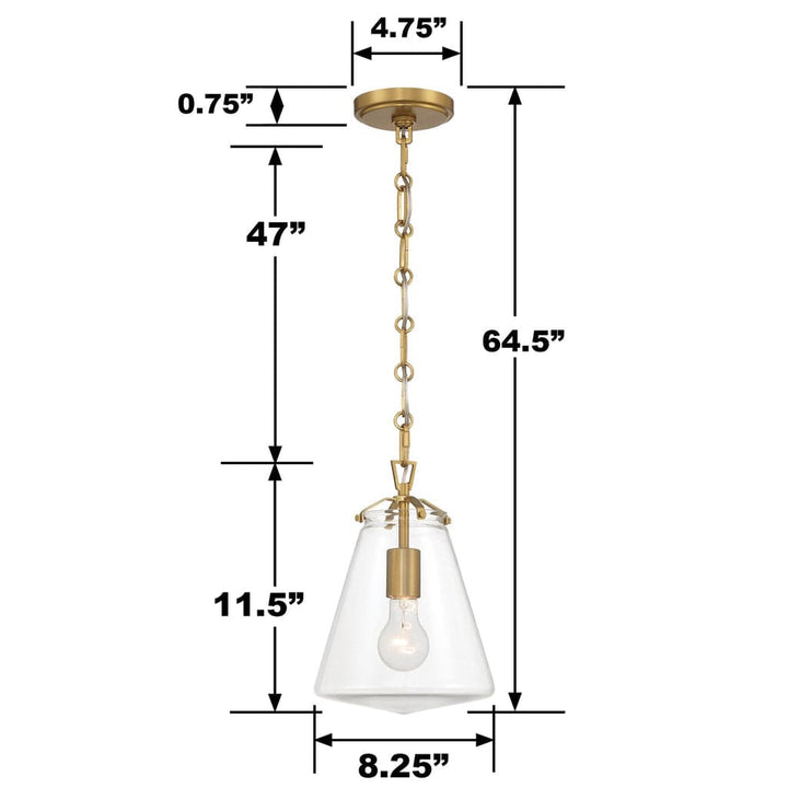 Voss 1 Light Mini Pendant-Crystorama Lighting Company-CRYSTO-VSS-7003-LG-PendantsLuxe Gold-8.25"W-3-France and Son