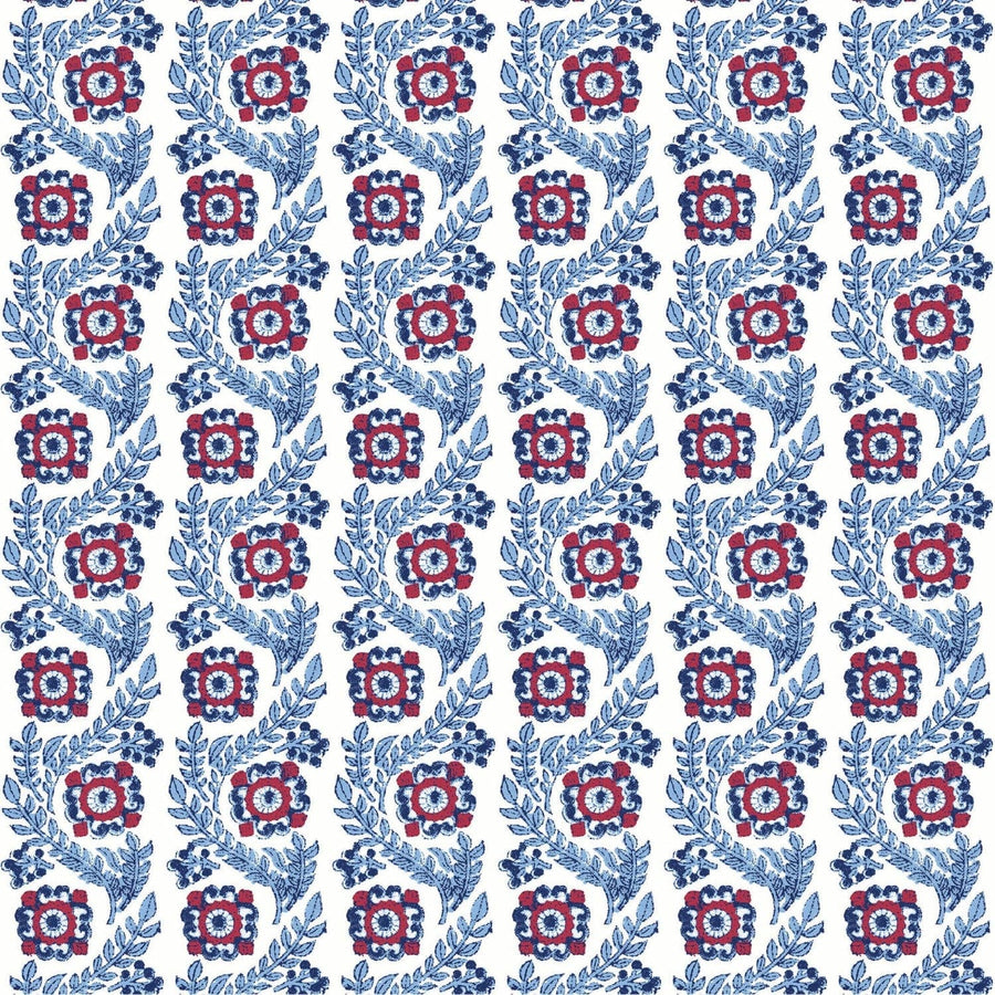 Villa Vaux-Mitchell Black-MITCHB-WCAT105-BL-PM-10-Wall PaperPatterns Blue and Red Floral-Premium Matte Paper-1-France and Son