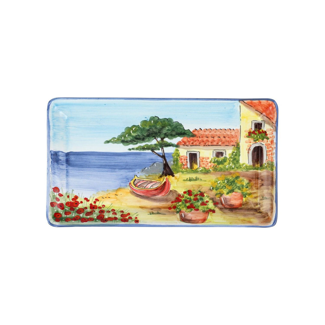 Landscape Wall Plates Rectangular Platter with Boat - Default Title