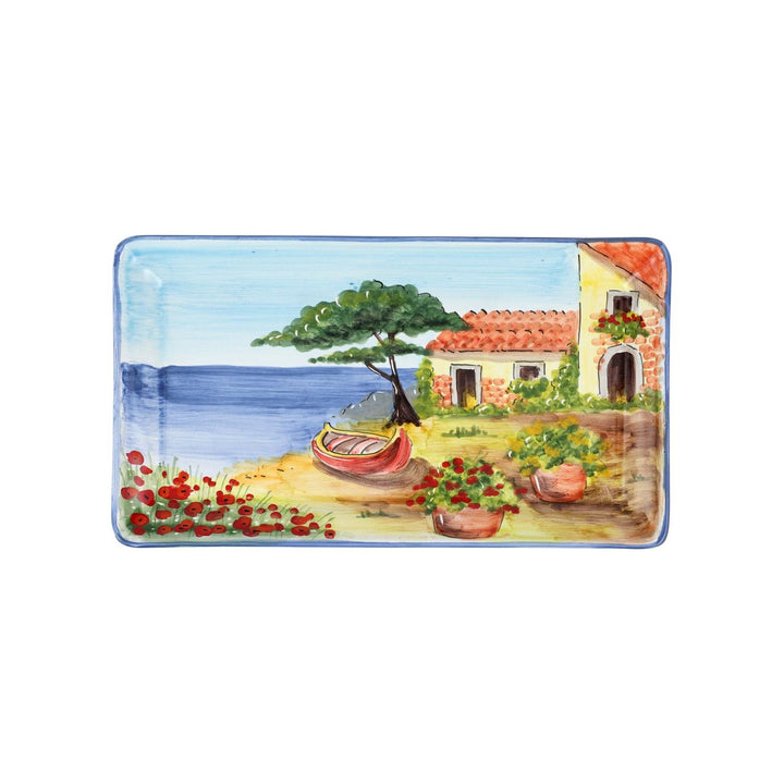 Landscape Wall Plates Rectangular Platter with Boat - Default Title