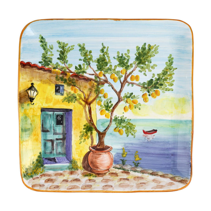 Landscape Wall Plates Square Platter with Lemon Tree