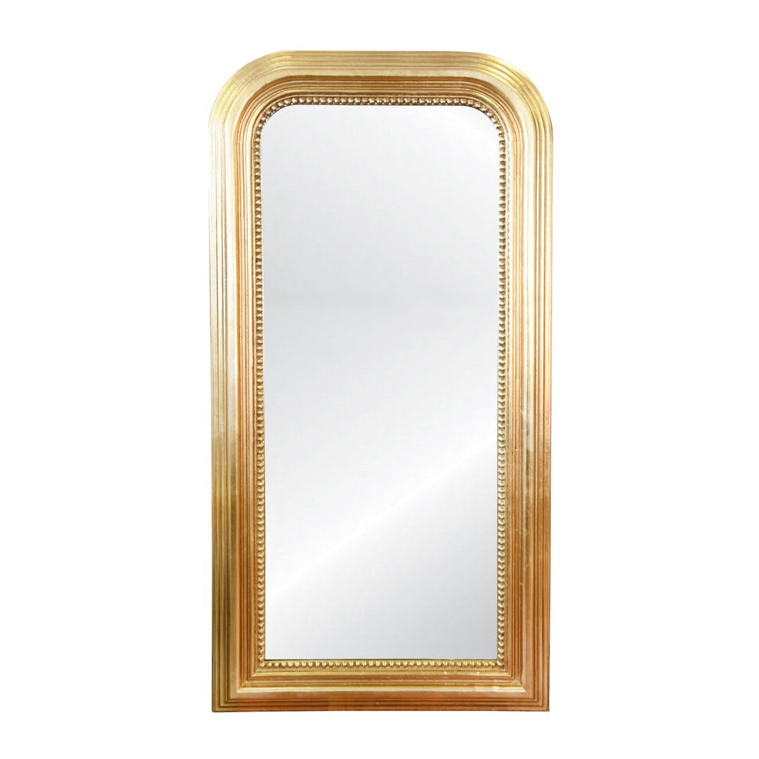 Waverly Gold Leaf Wood Floor Mirror With Curved Edges