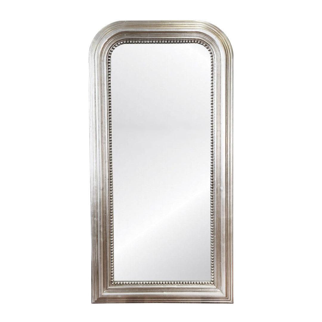 Waverly Silver Leaf Wood Floor Mirror With Curved Edges