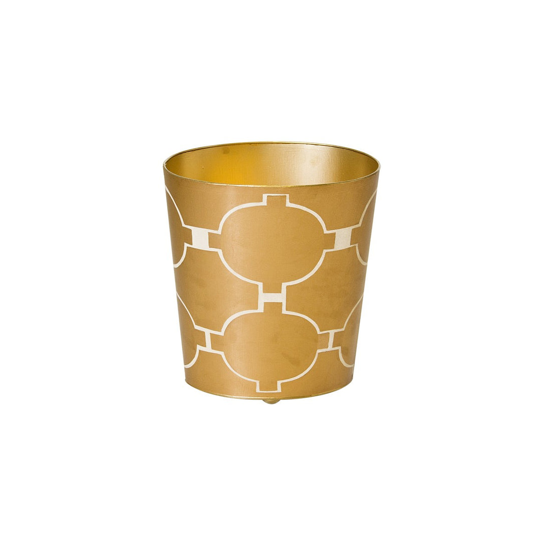 Oval Wastebasket Gold And Cream