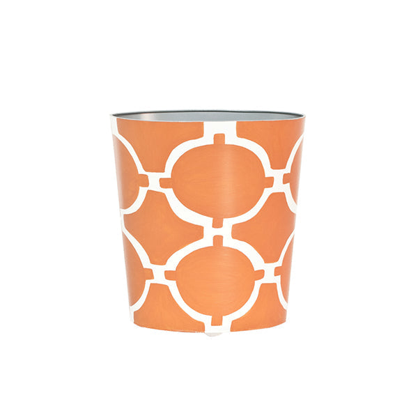 Wastebaskets Oval Wastebasket Orange And Cream