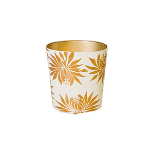 Wastebaskets Oval Wastebasket Cream W. Gold Dahlia