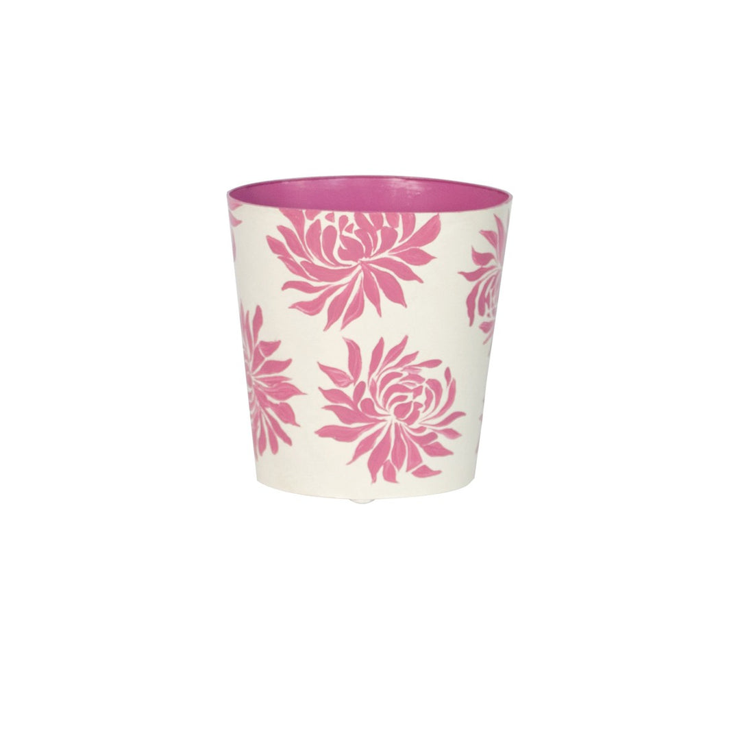 Oval Wastebasket Cream With Hot Pink Dahlia